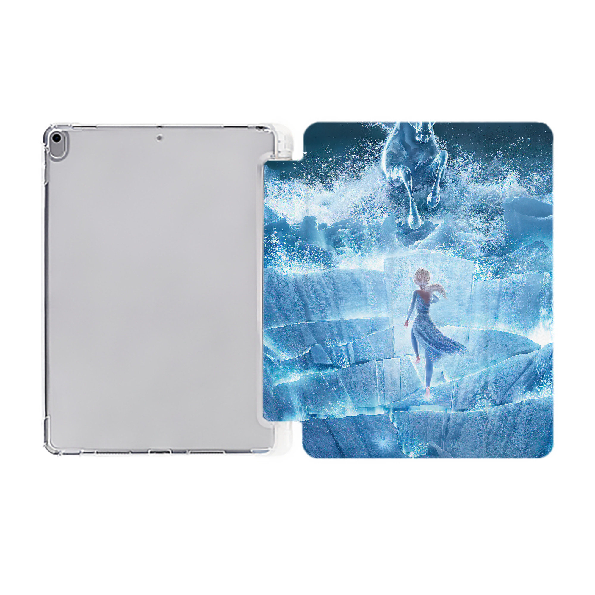 （画像用） アナと雪の女王 アンナ エルサ Frozen Anna Elsa IPad ケース ペン収納付き 三つ折りスタンド PUレザー×シリコン 対応機種9.5/10.5/10.9インチ